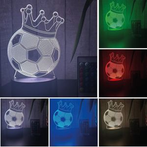 Klarigo® Nachtlamp – 3D LED Lamp Illusie – 16 Kleuren – Bureaulamp – Voetbal - Koning TOTO – Nachtlampje Kinderen – Creative lamp - Afstandsbediening