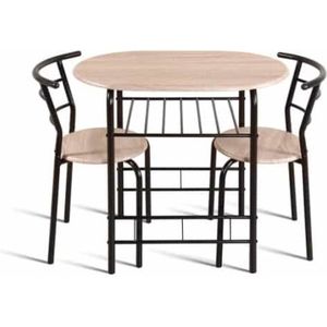 Eettafel set 'Adam' Keukentafel en 2 eetkamerstoelen, Zwart metaal Decor sonoma, 2 personen - Top 15 mm