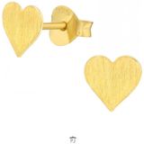 Zilveren oorbellen | Oorstekers | Gold plated oorstekers, geruwd hart