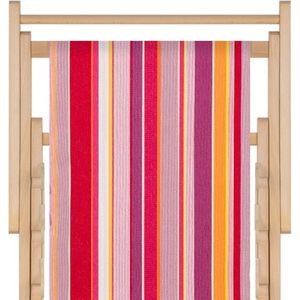Strandstoel.net Houten strandstoel met hoogwaardige stof in katoen - massief beukehout - dubbelgeweven katoen Jaipur - opvouwbaar - verstelbaar in 3 standen - zonder armleuning - afneembare hoes - multicolour - strepenpatroon