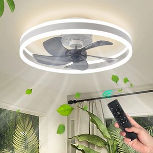 Plafond Ventilator Lamp - Smart Lamp - 6 Standen - Dimbaar - Wit - Grijs - Kroonluchter Ventilator - Chandelier Fan - Woonkamer Lamp - Ventilator Lampen