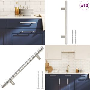 vidaXL Handvatten 10 st 160 mm roestvrij staal zilverkleurig - Handvat - Handvatten - Handgreep Voor Kast - Handgreep