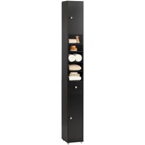 SoBuy BZR34-SCH Badkamer Opbergkast, voor kleine ruimtes, 20x20x180cm, zwart