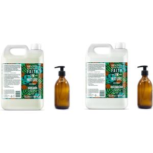 FAITH IN NATURE - Shampoo & Conditioner Coconut Refill - 2 x 5 Liter= 10 liter - nu met 2 Gratis glazen refill flessen 500ml
