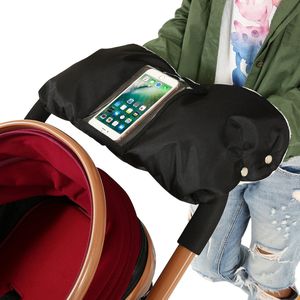 Handwarmer Kinderwagen - Handschoenen voor Kinderwagen en Buggy - Handwarmers met Telefoonzakje - Zwart