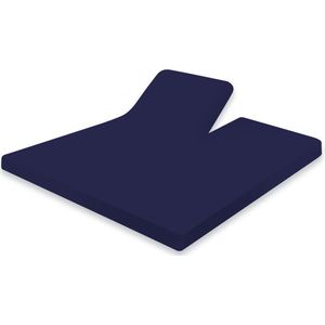 Splittopper Hoeslaken Jersey Katoen - 180x210/220cm - donker blauw - Split Enkel - Single Split