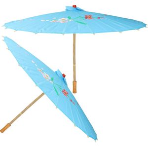 2x stuks chinese paraplu/parasol lichtblauw 50 cm - Decoratie Chinees thema