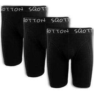 3-Pack SQOTTON® boxershort - extra lange pijp - Zwart - Maat XL