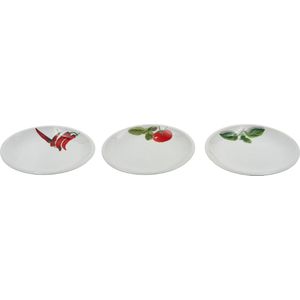 Homecookingchef Pizzabordjes Gedecoreerd met Italiaanse kruiden 6 stuks wit - Ø20 cm - Pizza Oven Bordjes