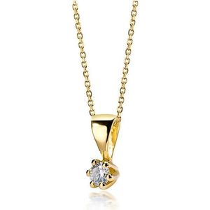 Lovebird LB117 - Gouden collier met briljant - Dames - 42 cm - Diamant - 2,5 mm - Briljant Geslepen - 0,05 Karaat - 14 Karaat - Goud