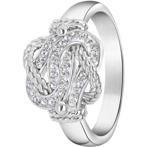 Lucardi Dames Ring Surinaamse mattenklopper met kristal - Ring - Cadeau - Moederdag - Staal - Zilverkleurig