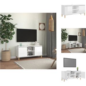 vidaXL Dressoir - Scandinavische charme - 103.5 x 35 x 50 cm - Hoogglans wit - Kast