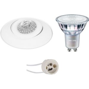 LED Spot Set - Proma Nivas Pro - GU10 Fitting - Inbouw Rond - Mat Wit - Trimless - Kantelbaar - Ø150mm - Philips - MASTER 927 36D VLE - 3.7W - Warm Wit 2200K-2700K - DimTone Dimbaar