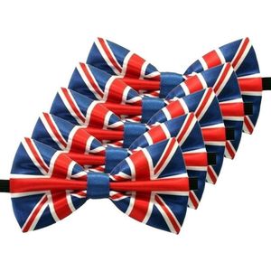 5x Engeland verkleed vlinderstrikjes 12 cm voor dames/heren - United Kingdom/Groot-Britannie thema verkleedaccessoires/feestartikelen - Vlinderstrikken/vlinderdassen met elastieken sluiting