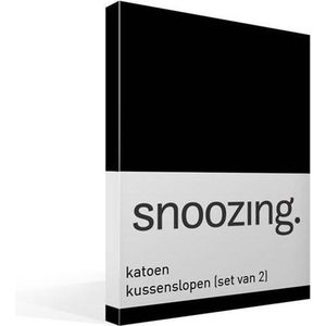 Snoozing - Katoen - Kussenslopen - Set van 2 - 50x70 cm - Zwart