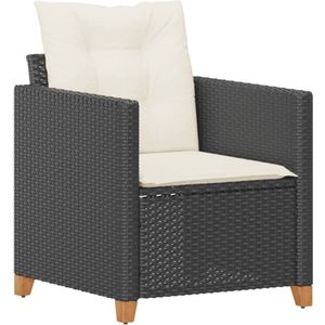 vidaXL Tuinstoel met kussens poly rattan zwart - Tuinstoel - Tuinstoelen - Tuin Stoel - Terrasstoel