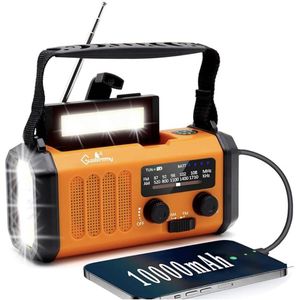 Stellar Solar Radiozaklamp - Zaklamp - Radio - Draagbare Radio - Radio op Zonne-energie - Solar - 10000 mAh - Zonne energie - Externe Batterij met USB - SOS en LED zaklamp - Kompas - Emergency Radio Solar