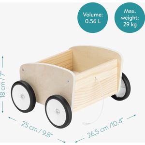 Navaris houten loopfiets met trailer - Peuterfiets van hout met 4 wielen - Vanaf 18 maanden - Voor jongens en meisjes