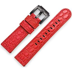 Marc Coblen / TW Steel Horlogeband Rood Leer Alligator met Zwarte Gesp 22mm