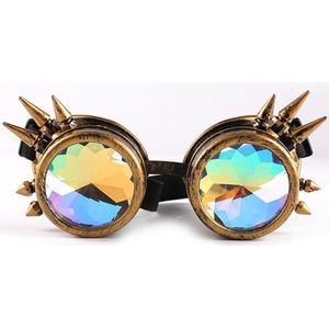 Caleidoscoop Bril Stekels - Brons - Steampunk Bril - Feestbril - Partybril - Festival Bril