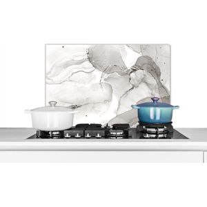 Spatscherm keuken 70x50 cm - Kookplaat achterwand Marmer - Zwart - Wit - Muurbeschermer - Spatwand fornuis - Hoogwaardig aluminium
