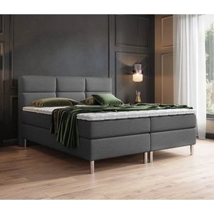 Amstel Grijs Boxspring 140x200 Inclusief matras en topper