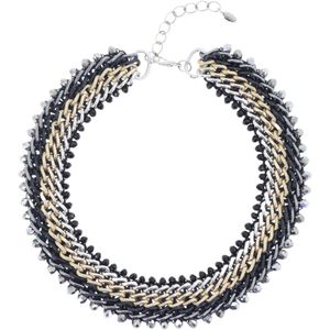 Behave - Statement Ketting Gevlochten Design – Goud/Zilver/Zwart – 40 cm + 7 cm Verlengketting – Nikkelvrij