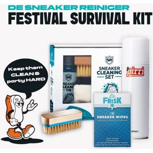 Festival Sneaker Survival Kit - Sneakercleaner Set - Schoenverzorging - Schoonmaak kit schoenen - beschermspray schoenen - De Sneaker Reiniger - Incl. schoenspray en wipes