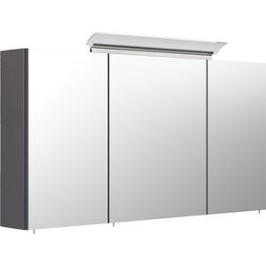 Spiegelkast Aron Antraciet - Breedte 120 cm - Hoogte 62.2 cm - Diepte 17 cm - Met stopcontact - Met verlichting