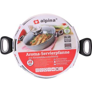 Alpina serveerpan met glazen deksel - 28cm - voor alle warmtebronnen - ook inductie