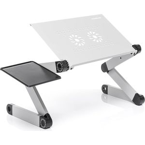 VORLOU - Verstelbare Multi-Positie Laptoptafel met Ventilatiesysteem - Opvouwbaar en Geschikt voor Laptop, Eettafel, Muziekstandaard - Grijs Zwart