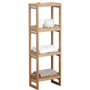 Tendance Badkamer kast met 4 planken - bamboe hout - 100 x 33 x 20 cm - opbergkast / wandkast