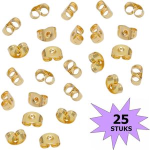 Fako Bijoux® - Oorbel Stoppers / Achterkantjes - Staal - RVS - Stainless Steel - 5mm - Goudkleurig - 25 Stuks