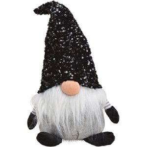 Pluche gnome/dwerg decoratie pop/knuffel zwart 17 x 24 x 48 - Kerstgnomes/kerstdwergen/kerstkabouters
