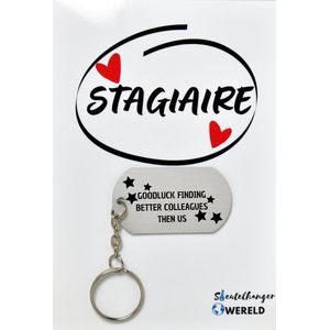 Good luck finding better colleagues than us Sleutelhanger inclusief kaart – Stagiaire cadeau - Stage - Leuk kado voor je stagiaire om te geven - 2.9 x 5.4CM