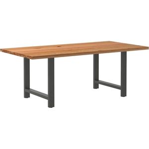 vidaXL - Eettafel - rechthoekig - 200x100x74 - cm - massief - eikenhout - lichtbruin