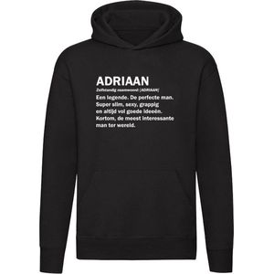Adriaan | Unisex | Trui | Sweater | Hoodie | Capuchon | Zwart | Jongensnaam | Woordenboek | Betekenis | Verjaardag | Grappig | Cadeau