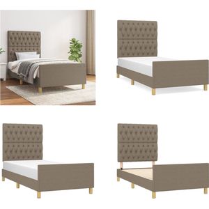 vidaXL Bedframe met hoofdeinde stof taupe 90x200 cm - Bedframe Met Hoofdeinde - Bedframes Met Hoofdeindes - Bed - Slaapmeubel