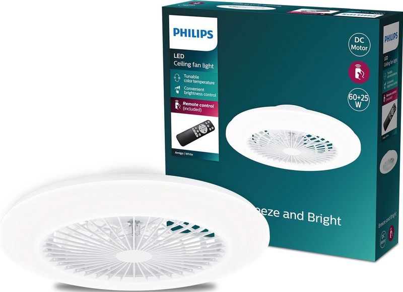 Philips Amigo Plafondventilator 25 W, 60 W (Ø x h) 590 mm x 137 mm Wit
