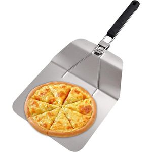 Pizzaschuiver, roestvrij staal, pizzaschep: 25,5 x 31,1 cm, pizzaschep met inklapbare handgreep, rechthoekige pizzaschuiver voor de grill of oven, broodschuiver, pizza-accessoires