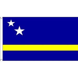 Set van 2x stuks vlaggen Curacao 90 x 150 cm - landenvlaggen