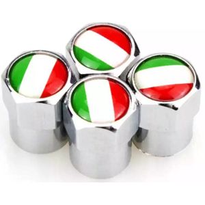 TT-products ventieldoppen aluminium Italiaanse vlag zilver 4 stuks