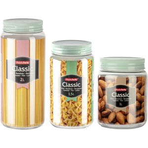 Forte Plastics Voorraadpotten/weckpotten - 8 stuks - 1L/1,5L/2L