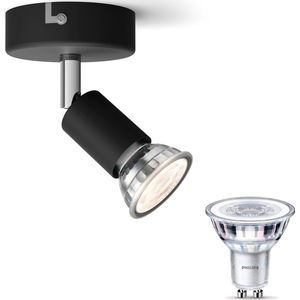 Philips Limbali Opbouwspot met GU10-fitting & Philips LED Scene Switch Spot GU10 50W - LED - Spotjes Opbouw - 1 Lichtpunt - Zwart
