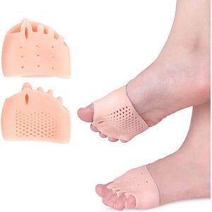 Antislip Voorvoet Beschermer En Teenspreider In 1 I Teenspreider 5 Tenen I Anti Slip Teenspreider I Hallux Valgus I 1 Paar I Siliconen I Beige