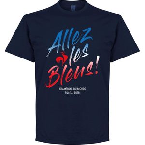 Frankrijk Allez Les Bleus WK Winners 2018 T-Shirt - Navy - XL