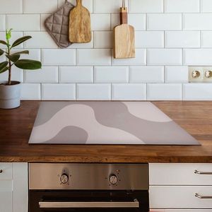 Inductiebeschermer geïllustreerde roze golven | 70 x 52 cm | Keukendecoratie | Bescherm mat | Inductie afdekplaat