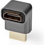 Nedis HDMI-Adapter - HDMI Connector / HDMI Male - HDMI Female / HDMI Output - Verguld - 270° Gehoekt - Aluminium - Gun Metal Grijs - 1 Stuks - Cover Window Box