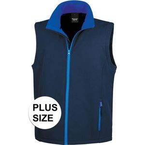 Grote maten softshell casual bodywarmer navy blauw voor heren - Outdoorkleding wandelen/zeilen - Mouwloze vesten plus size 3XL (46/58)