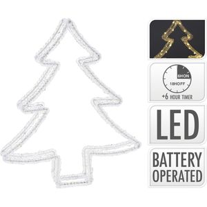 Kerstverlichting Kerstboom - 80 led - 34 cm - 3D- Timer - op batterijen - buiten en binnen